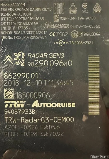 opel-citroen-peugeot-acc-radarsensor-9829009680 — foto 3