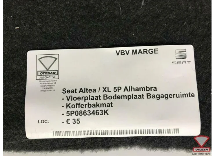 Seat Altea XL Alhambra Laadvloer Bagageruimte Mat 5P0863463K