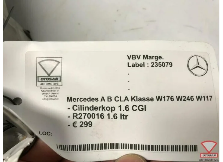 Mercedes A B CLA W176 W246 W117 Cilinderkop 1.6 CGI R270016