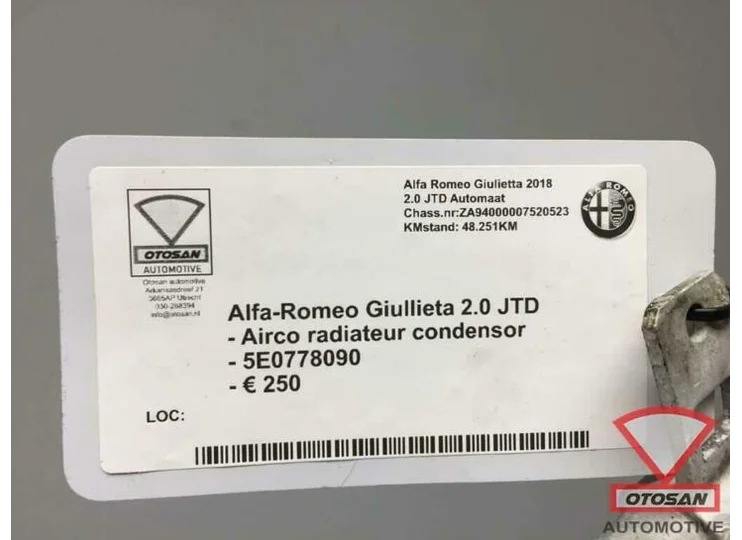 Alfa Romeo Giulietta 18 Airco Condensor Radiateur 5E0778090