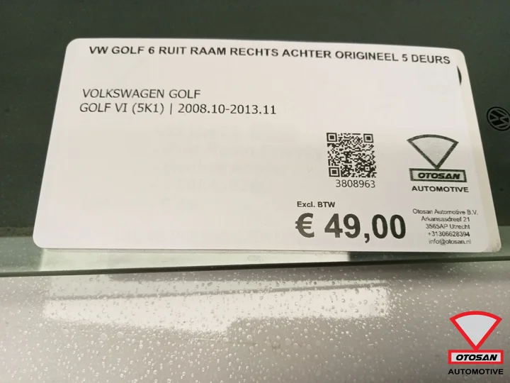 vw-golf-6-ruit-raam-rechts-achter-origineel-5-deurs — foto 3