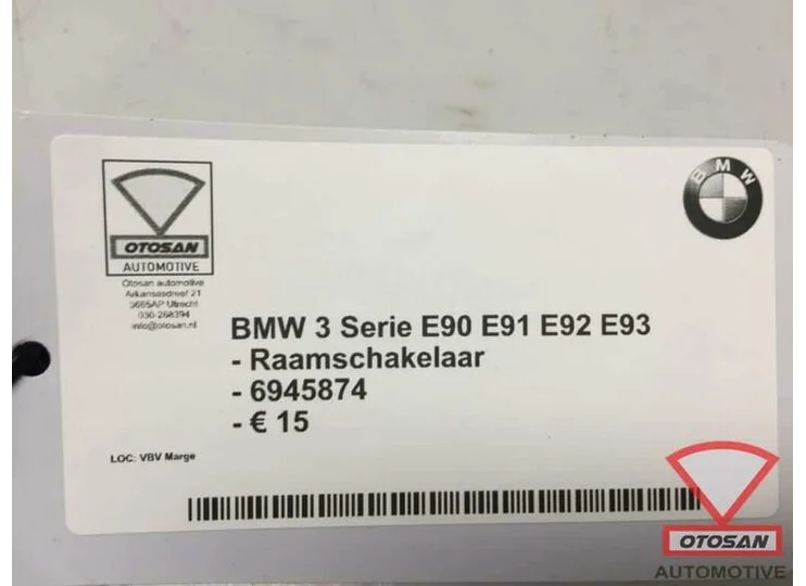 BMW 3 Serie E90 E91 E92 E93 Raamschakelaar 6945874