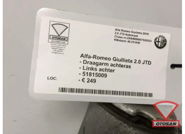 Alfa Romeo Giulietta Draagarm Achteras Links Achter 51815009