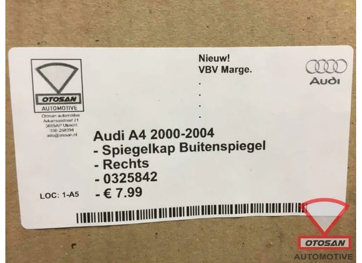 Audi A4 2000-2004 Spiegelkap Spiegel Kap Rechts Nieuw! 03258