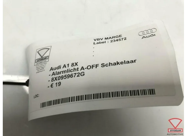 Audi A1 8X Alarmlicht A-OFF Schakelaar 8X0959672G