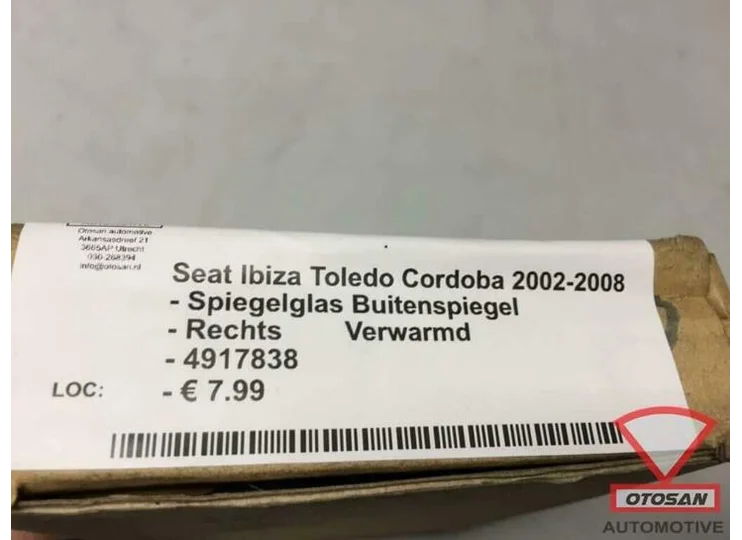 Seat Ibiza Cordoba 2002-2008 Spiegelglas Rechts Verwarmd Nie