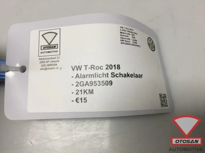 vw-t-roc-2018-alarmlicht-schakelaar-2ga953509 — foto 2