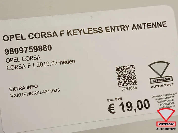 opel-corsa-f-2019-keyless-entry-antenne-9809759880 — foto 2
