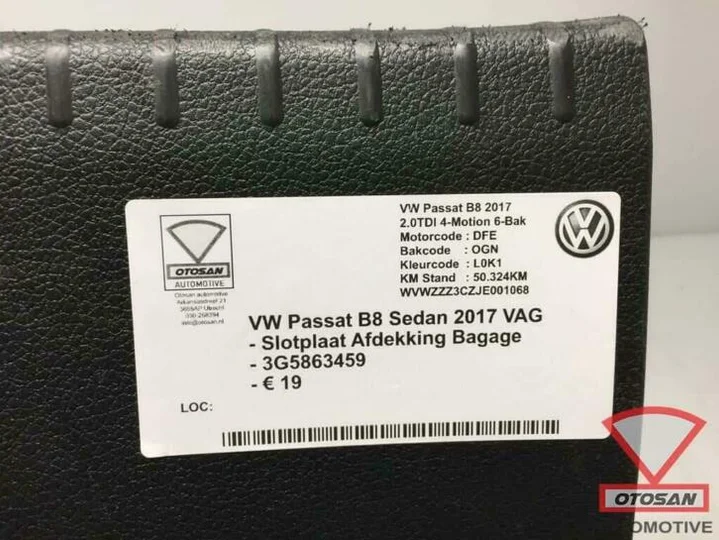 vw-passat-b8-2017-sedan-slotplaat-afdekking-bagage-3g5863459 — foto 2