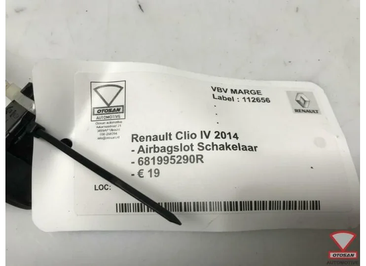 Renault Clio IV 2014 Airbagslot Schakelaar 681995290R