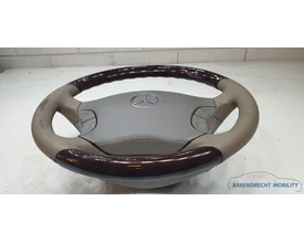houten-stuurwiel-w220-s-klasse-mercedes-cl-w215-leer-leder-beige-grijs-bruin-hout-airbag-origineel-gebruikt-1998-2005 — foto 3