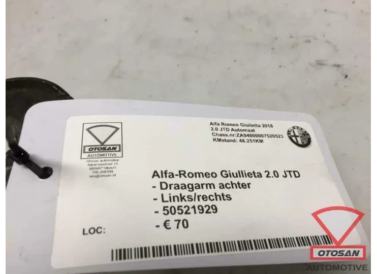 Alfa Romeo Giulietta Draagarm Achter Links Rechts 50521929