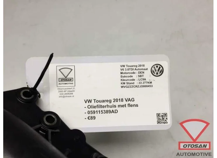VW Touareg 2018 VAG Oliefilterhuis Met Flens 059115389AD