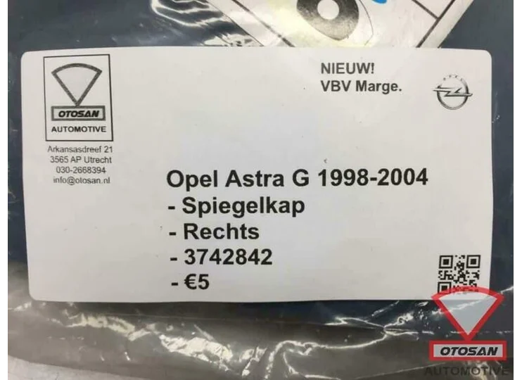 Opel Astra G 1998-2004 Spiegelkap Spiegel Kap Rechts Nieuw!