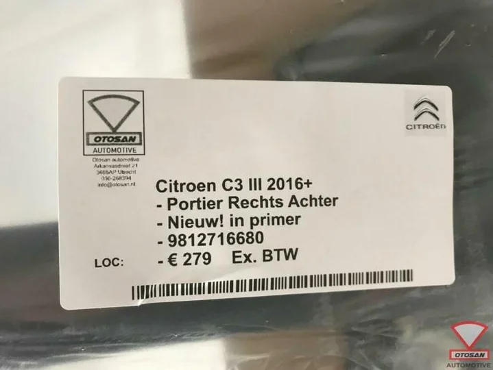 citroen-c3-iii-2016+-portier-deur-rechts-achter-nieuw!-98127 — foto 4