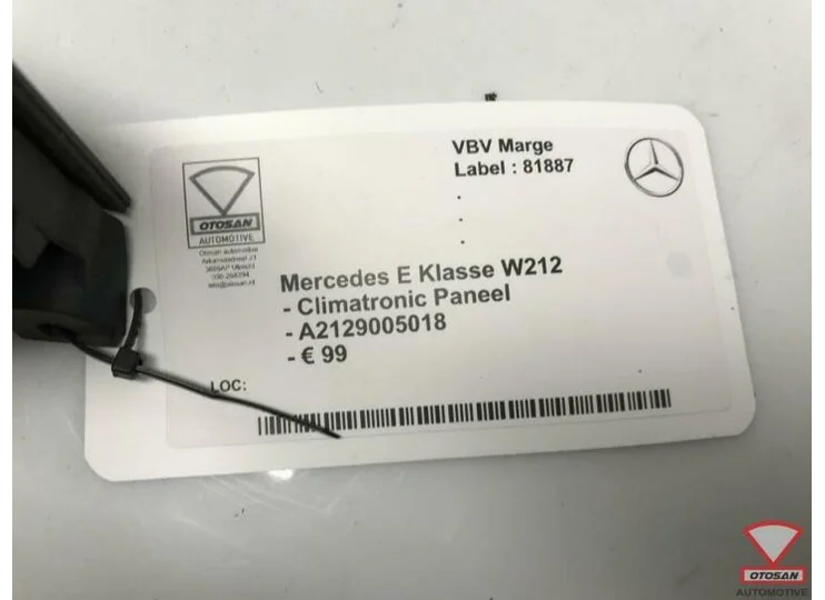 Mercedes E Klasse W212 Climatronic Paneel A2129005018