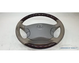 houten-stuurwiel-w220-s-klasse-mercedes-cl-w215-leer-leder-beige-grijs-bruin-hout-airbag-origineel-gebruikt-1998-2005 — foto 2