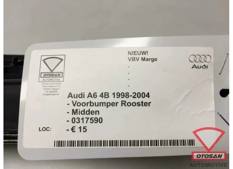 Audi A6 4B 1998-2004 Voorbumper Rooster Midden Nieuw! 031759