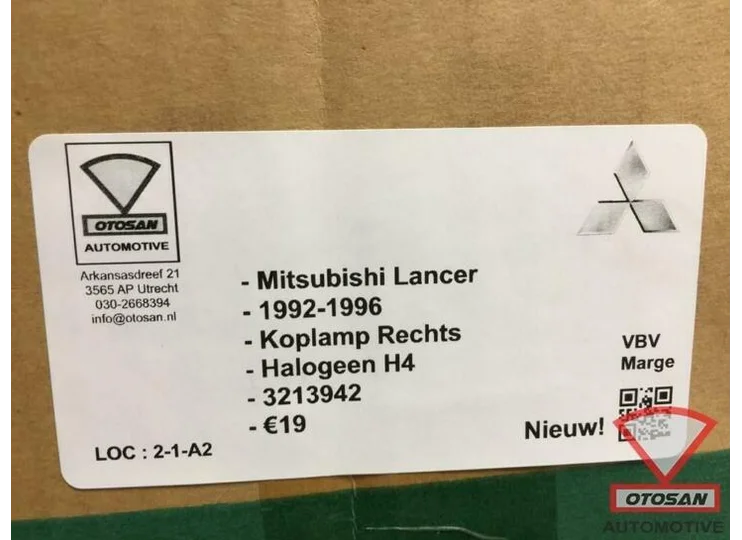 Mitsubishi Lancer 1992-1996 Koplamp Rechts H4 Halogeen Nieuw