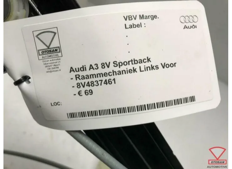 Audi A3 8V Raammechaniek Links Voor 8V4837461