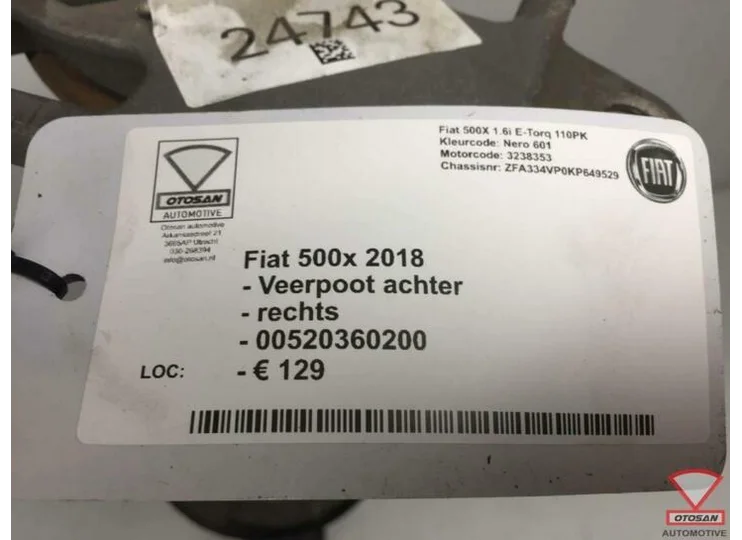 Fiat 500X 2018 Veerpoot Achter Rechts 00520360200