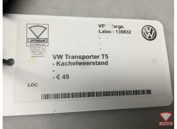 VW Transporter T5 Kachelweerstand
