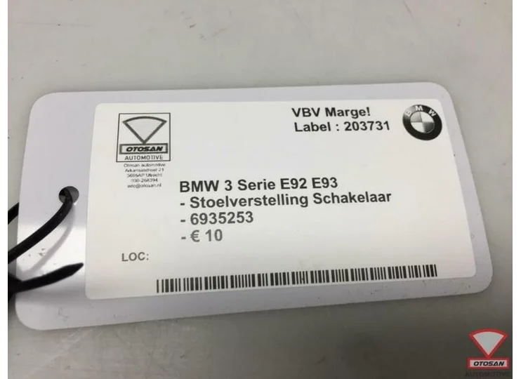 BMW 3 Serie E92 E93 Stoelverstelling Schakelaar 6935253