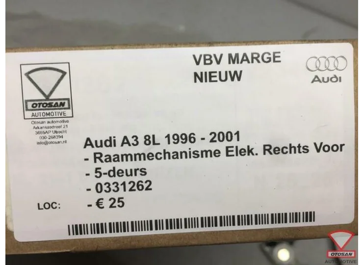 Audi A3 8L 96-01 Raammechanisme Elekt. Rechts Voor 5DRS Nieu