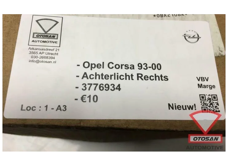 Opel Corsa 1993-2000 Achterlicht Rechts Nieuw! 3776934