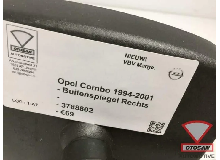 Opel Combo 1994-2001 Buitenspiegel Spiegel Rechts Nieuw! 378