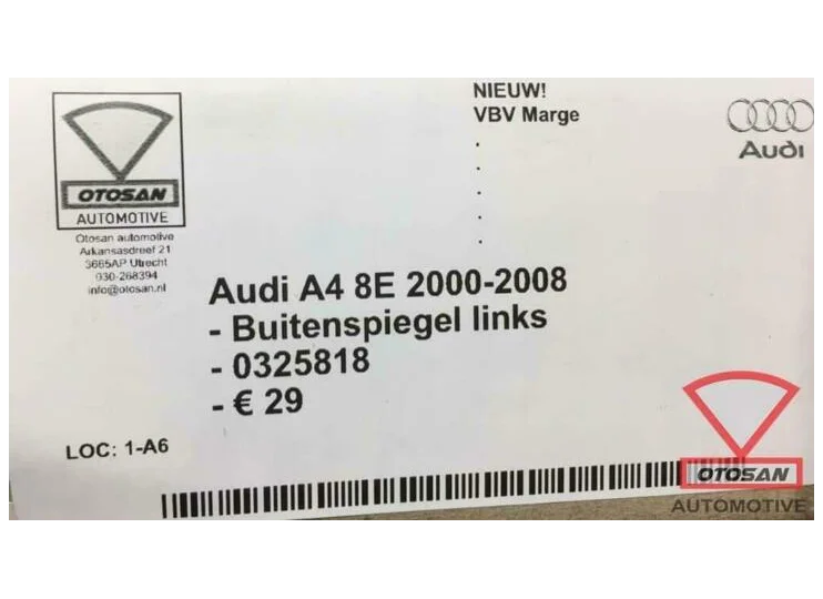 Audi A4 8E 2000-2008 Buitenspiegel Spiegel Links Elekt. Nieu