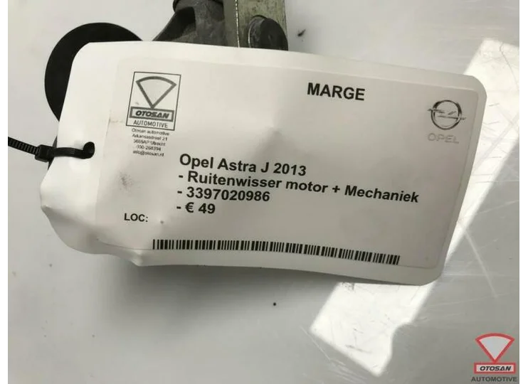 Opel Astra J 2013 Ruitenwisser Motor + Mechaniek 3397020986
