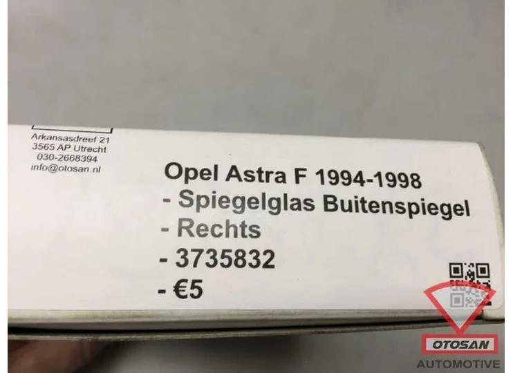 Opel Astra F 1994-1998 Spiegelglas Buitenspiegel Rechts Nieu