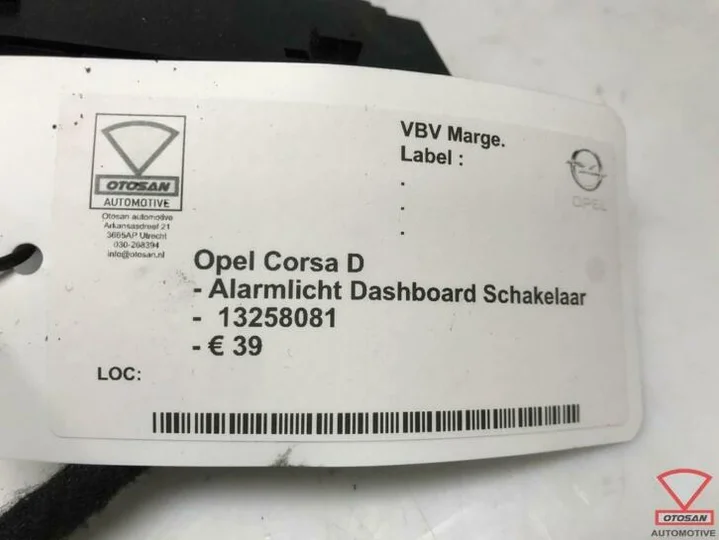 opel-corsa-d-alarmlicht-dashboard-schakelaar-13258081 — foto 2