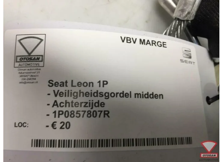 Seat Leon 1P Gordel Midden Achter 1P0857807R