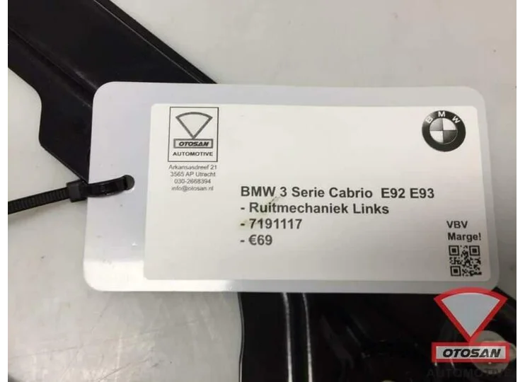 BMW 3 Serie E92 E93 Coupe Cabrio Raammechaniek Links 7191117