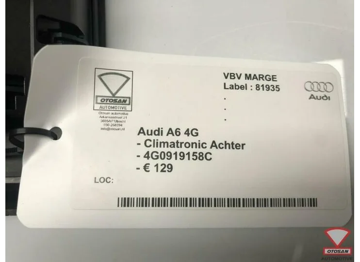 Audi A6 4G Climatronic Paneel Achter 4G0919158C