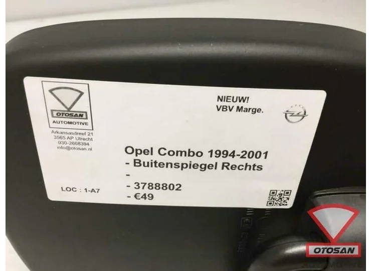 Opel Combo 1994-2001 Buitenspiegel Spiegel Rechts Nieuw! 378