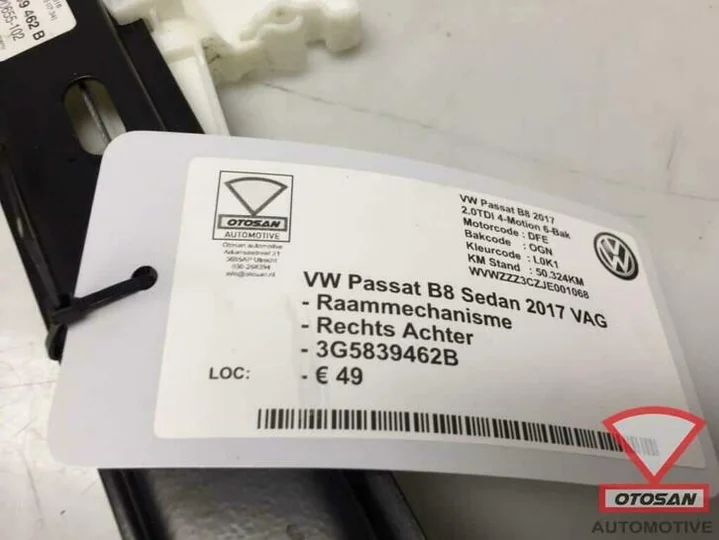 vw-passat-b8-sedan-raammechanisme-rechts-achter-3g5839462b — foto 3