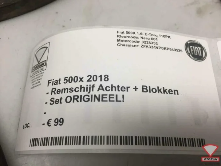 fiat-500x-2018-remschijf-achter-+-blokken-set-origineel! — foto 4