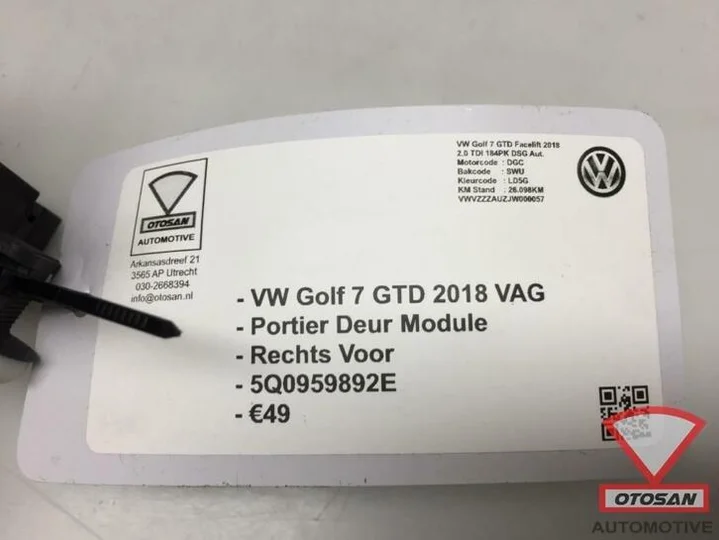 vw-golf-7-gtd-2018-vag-portier-module-rechts-voor-5q0959892e — foto 2