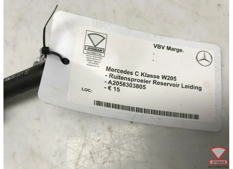 Mercedes C W205 Ruitensproeier Reservoir Leiding A2058303805