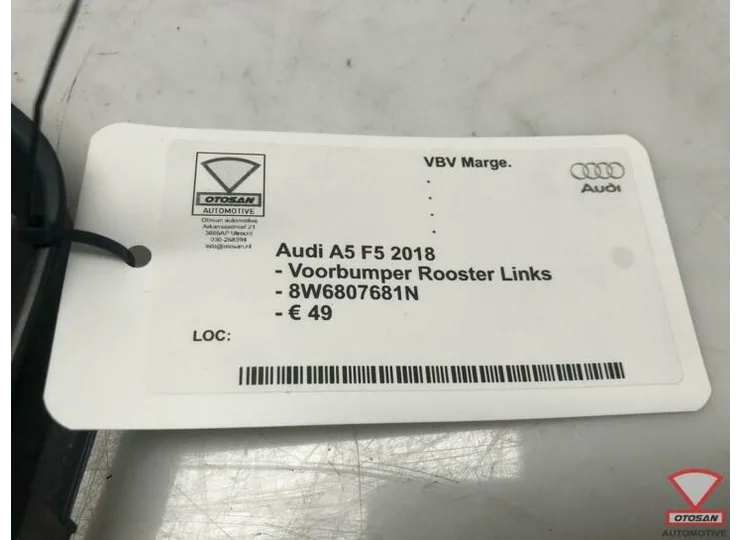 Audi A5 F5 2018 Voorbumper Rooster Links 8W6807681N