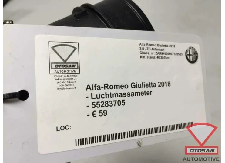Alfa Romeo Giulietta 2018 Luchtmassameter 55283705