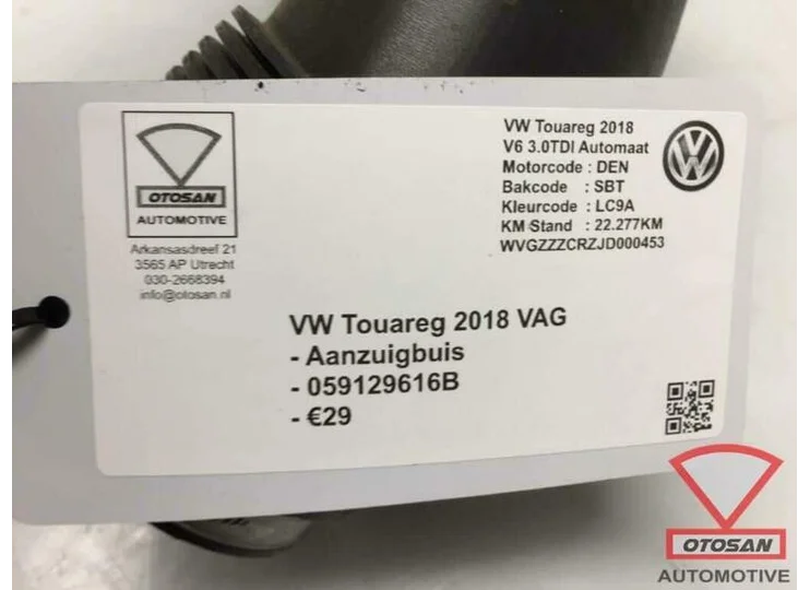 VW Touareg 2018 VAG Aaanzuigbuis Luchtfilterhuis 059129616B