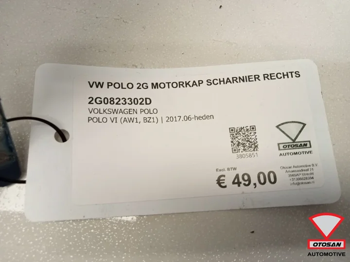 vw-polo-2g-2017-motorkap-scharnier-rechts-2g0823302d — foto 2