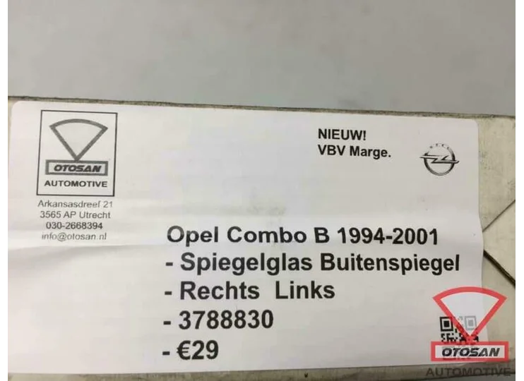 Opel Combo B 1994-2001 Spiegelglas Links / Rechts Nieuw! 378