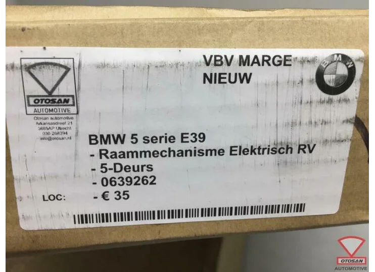BMW 5 Serie E39 Raammechanisme Elekt. Rechts Voor Nieuw! 063