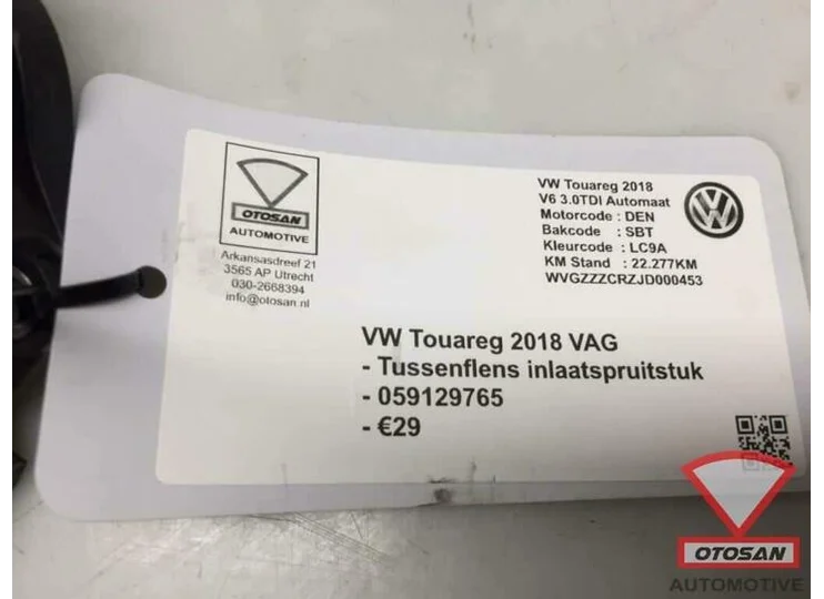 VW Touareg 2018 VAG Tussenflens Inlaatspruitstuk 059129765