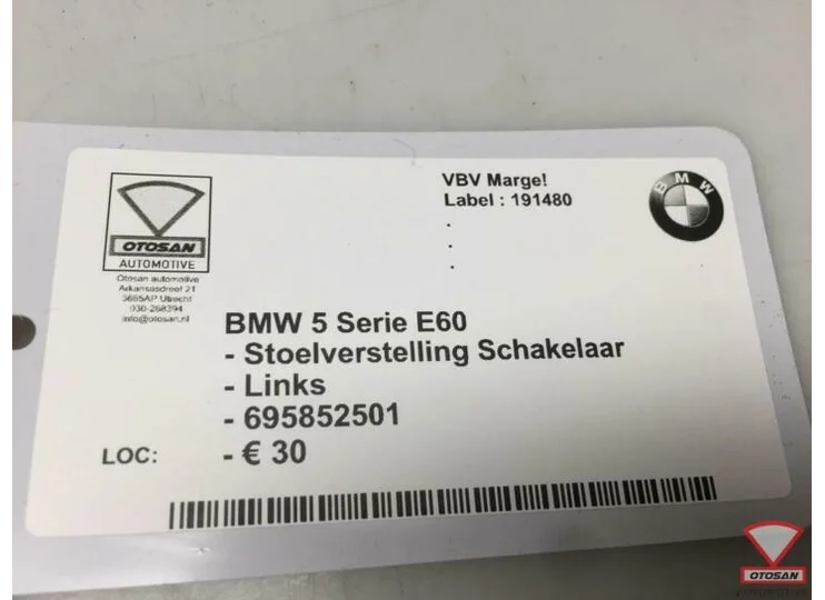 BMW 5 Serie E60 Stoelverstelling Schakelaar Links 695852501